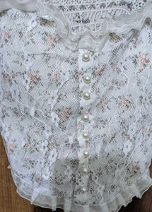 Padded Floral Lace Pearl Corset Top
