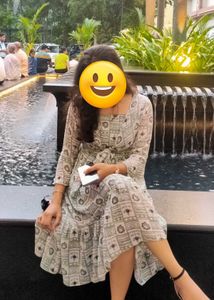 Printed Tie Waist Midi Dress