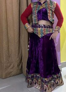 Purple Velvet Lehenga