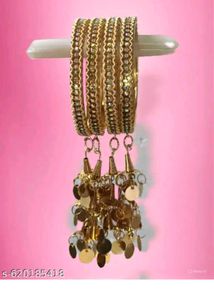 Golden Bangles with Jhumka Charms