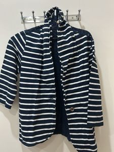 Striped Open-Front Cardigan