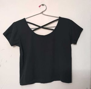 Black Criss-Cross Back Top