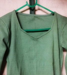 Olive Green Long Sleeve Top