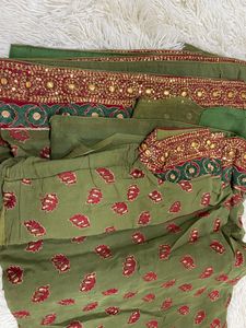 Green Heavy Work Saree