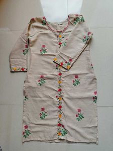 Beige Straight Kurta For Women