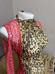 🐆🩷 y2k crochet leopard print mix top 🩷🐆