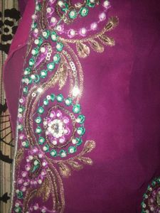 New Purple Saree With Stone EmbroideryBorder
