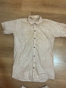 Patterned Cord Shirt &amp; Shorts Set