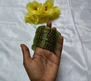 Green Striped Bangles - Stackable Indian Jewelry