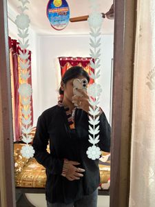 Boho Embroidered Black Kurta