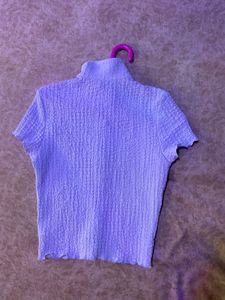 H&amp;M Lilac Textured Button-Up Top