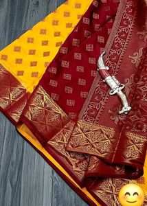 Elegant Yellow banarasi silk saree