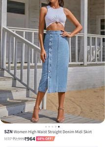 Denim Button-Down Midi Skirt