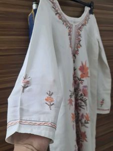 Embroidered White Kashmiri embroidery suit