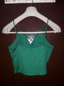 Green Criss-Cross Crop Top