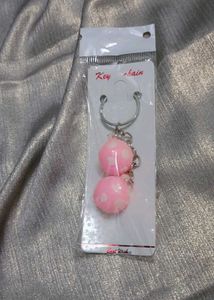 Pink Football Keychain