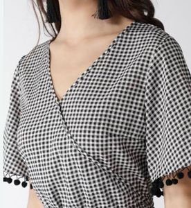 POPNETIC BLACK CHECKED LAYERED A-LINE DRESS