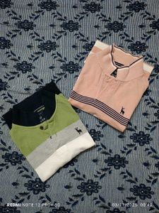 Flick Striped Polo T Shirt (💚 🤍 💙)