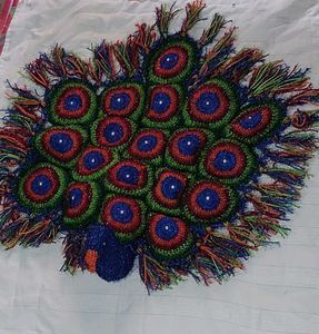 Handmade Crochet Peacock Table Art