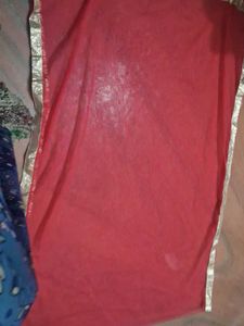 Red Dupatta with Gold Border