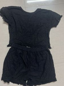 Black Lace Fringe Two-Piece Set
