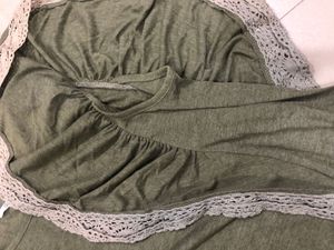 Olive Green Lace Sleeve Top