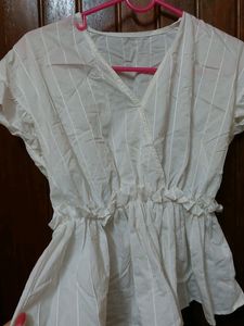 White Peplum Top