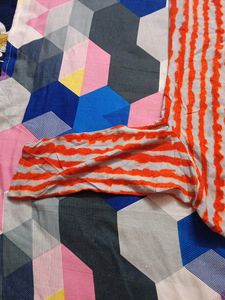 Orange Striped Casual Kurti