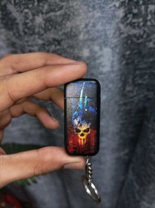 skull-design refillable flame lighter