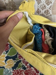 Yellow Corduroy Sling Bag