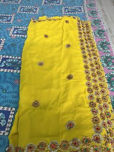 Lemon Yellow Saree