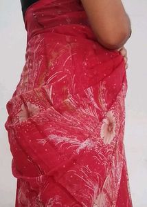 Dark Pink Floral Saree