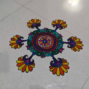 Colorful Rangoli Floor Art