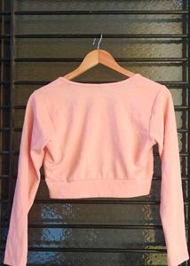 Pink Long Sleeve Crop Top