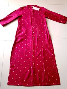 Magenta/Burgundy Silk Kurta With Golden Zari Print