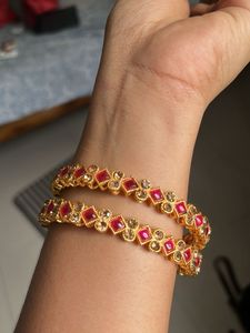Red &amp; Gold Bangles (Set of 2)