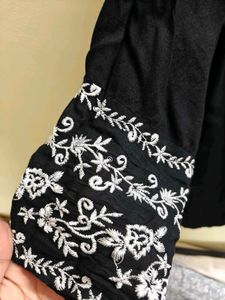 Embroidered Black Tunic Top