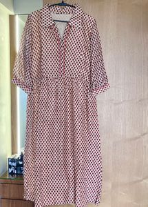Patterned Midi Shirt Dress In Pure Chanderi