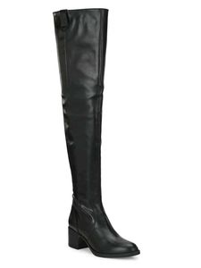 DELIZE Faux Leather Thigh High Comfy Boots