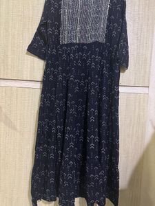 Elegant Navy Blue Printed Kurta