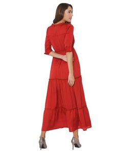 Red Riffle tiered Maxi Dress