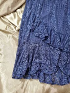 Blue Lace Ruffle Skirt