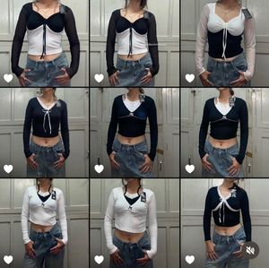 Mesh Sleeve Ruched Crop Top