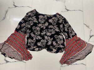 Boho Top With Peplum Sleeves