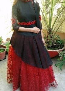 Black Red Sharara Suit