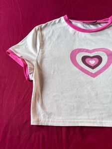Shein Cute White &amp; Pink Tshirt