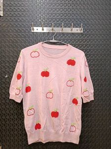 Cute Apple Print Top