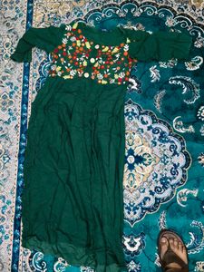 Green Embroidered Detail Dress