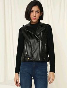 Sleek Black Faux Leather Vest