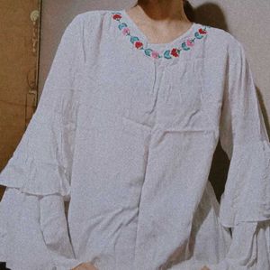 White Embroidered Top
